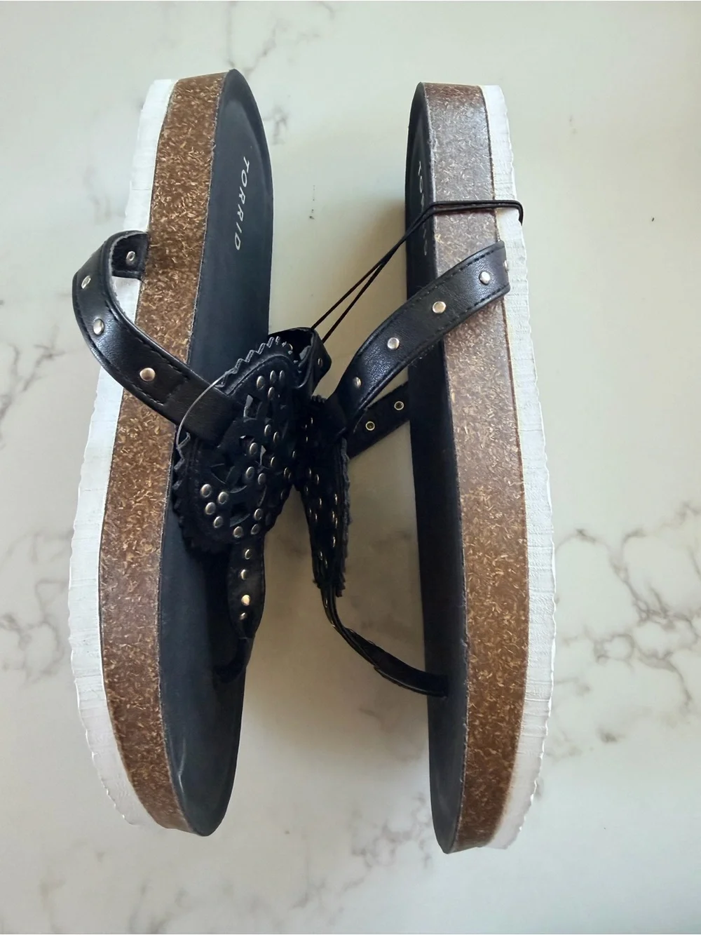 torrid Black Studded Medallion Thong Sandals size 11 Aproximately .